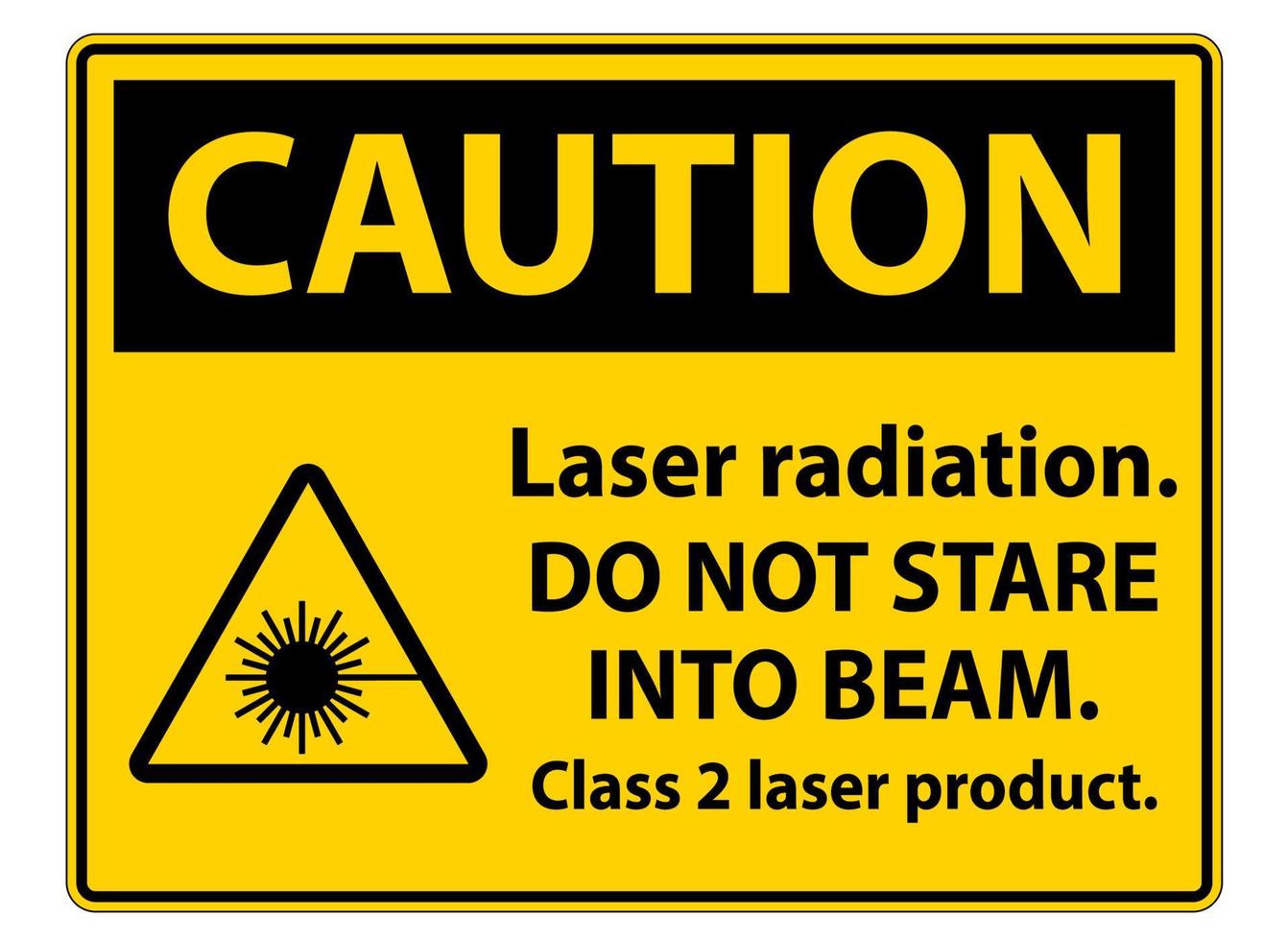 let op laserstraling, staar niet in de straal, klasse 2 laserproductbord op witte achtergrond vector