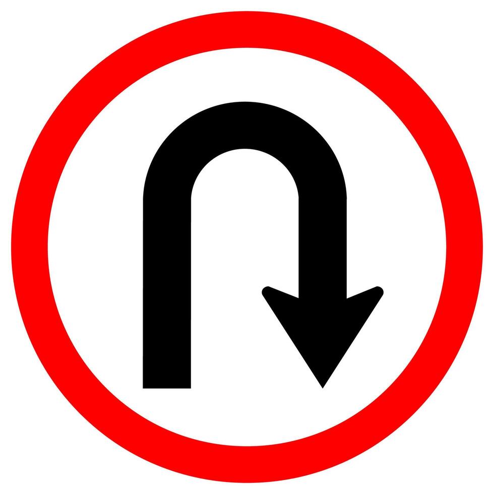 u-turn rechts verkeer verkeersbord isoleren op witte achtergrond, vector illustratie eps.10