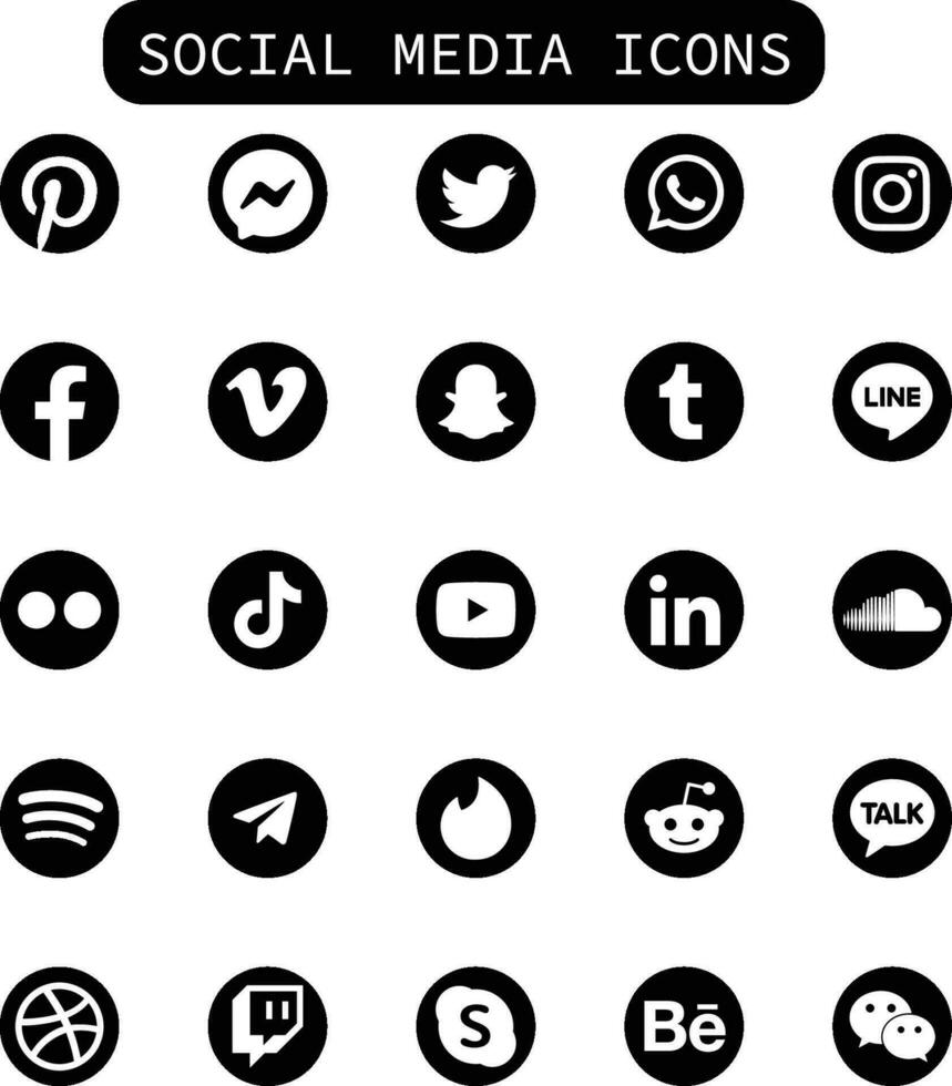 sociaal media pictogrammen vector reeks met facebook instagram twitter tiktok youtube logos