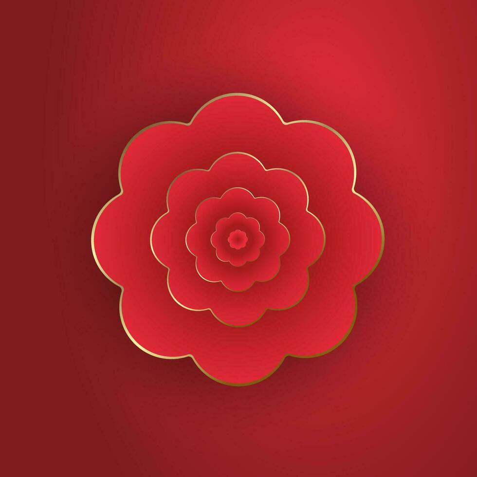 gelukkig Chinese nieuw jaar bloem, Chinese bloemen Aan rood banier, jaar van de draak banier sjabloon ontwerp met bloemen vector