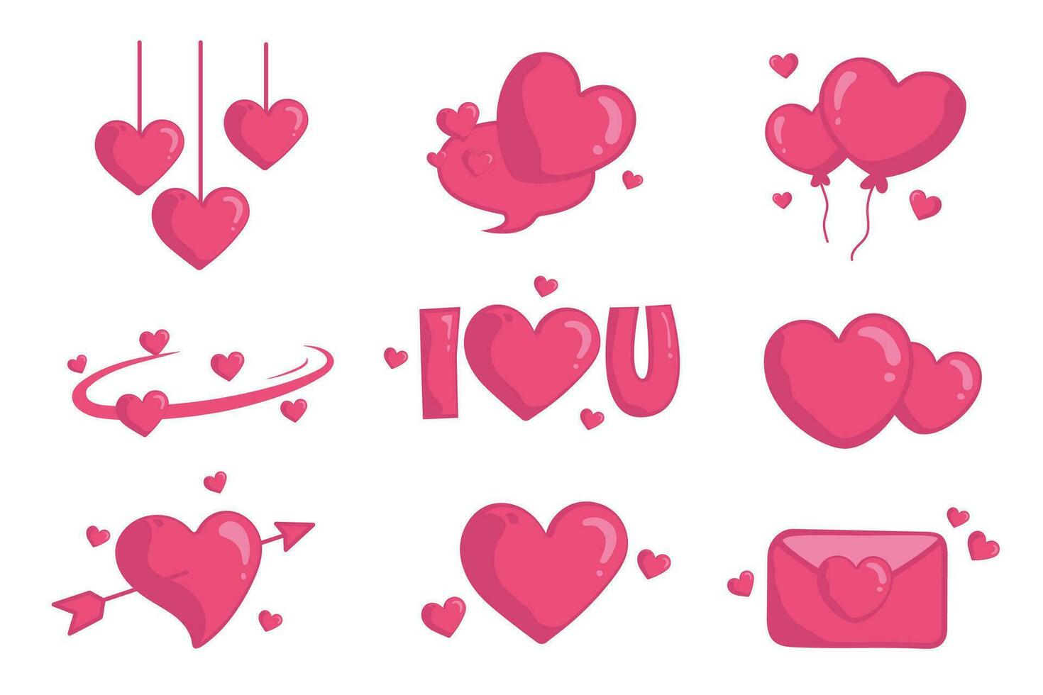 valentijnsdag dag liefde vector elementen, rood roze liefde vector vormen, valentijnsdag dag liefde decoraties, valentijnsdag dag liefde pictogrammen
