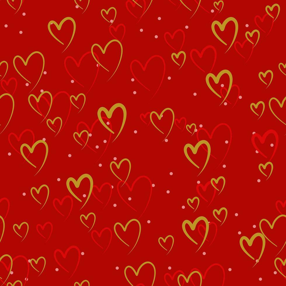 tekening hart naadloos patroon minimaal schets ontwerp voor Valentijn dag bruiloft verjaardag partij Aan rood achtergrond. vector illustratie