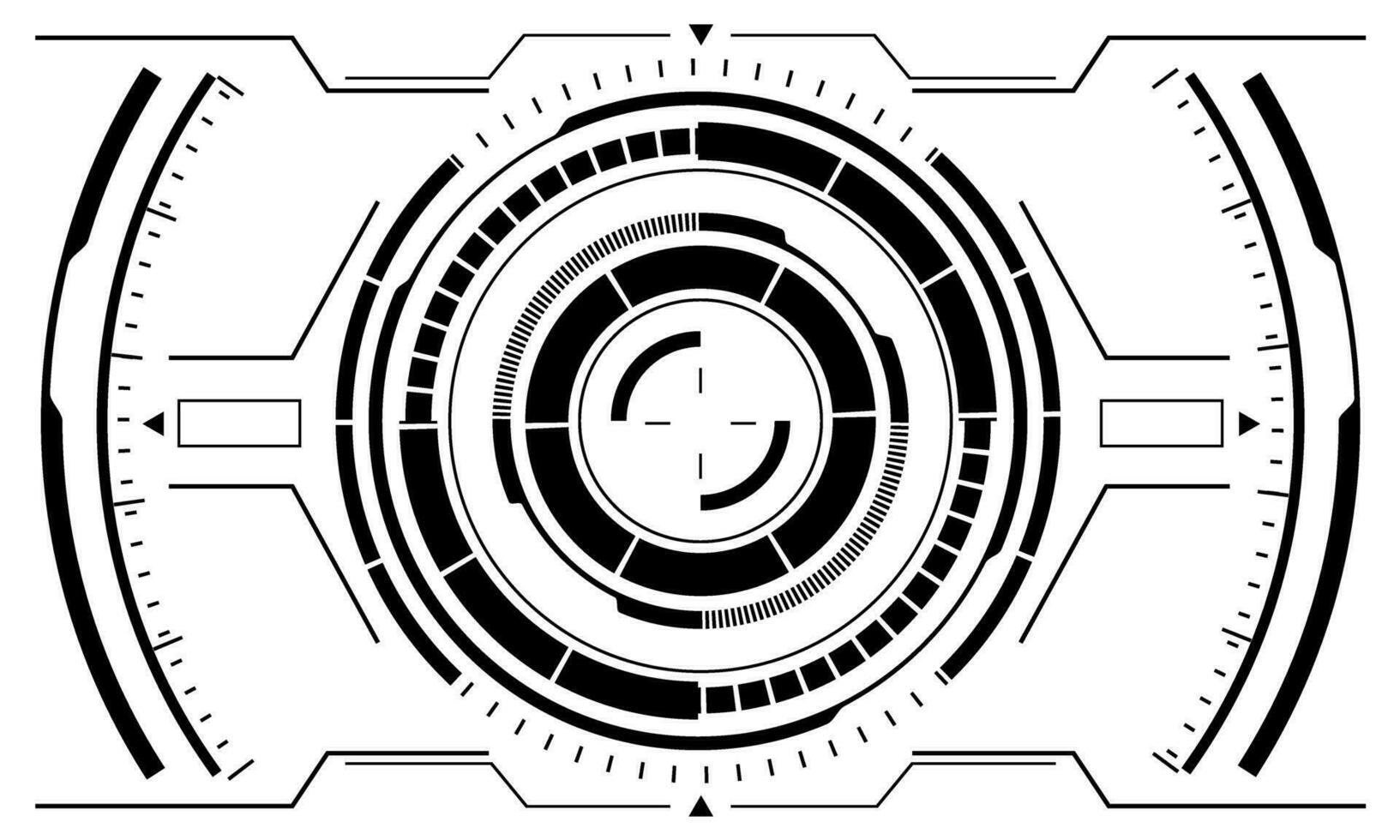 hud sci-fi cirkel koppel scherm visie zwart meetkundig ontwerp virtueel realiteit futuristische technologie creatief Scherm Aan wit vector