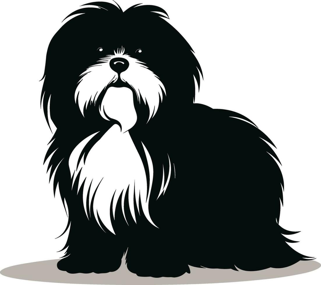 silhouet karakter shih tzu hond, schattig logo. vector