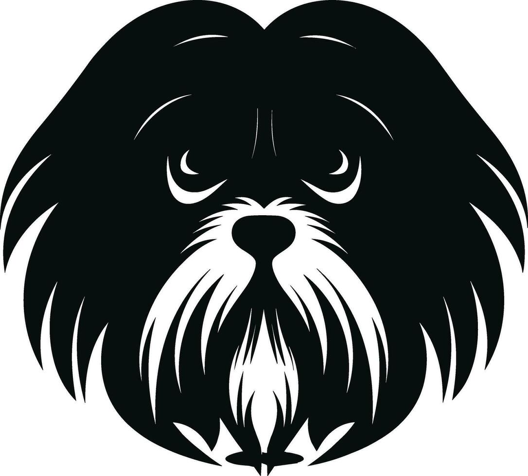 silhouet karakter shih tzu hond, schattig logo. vector