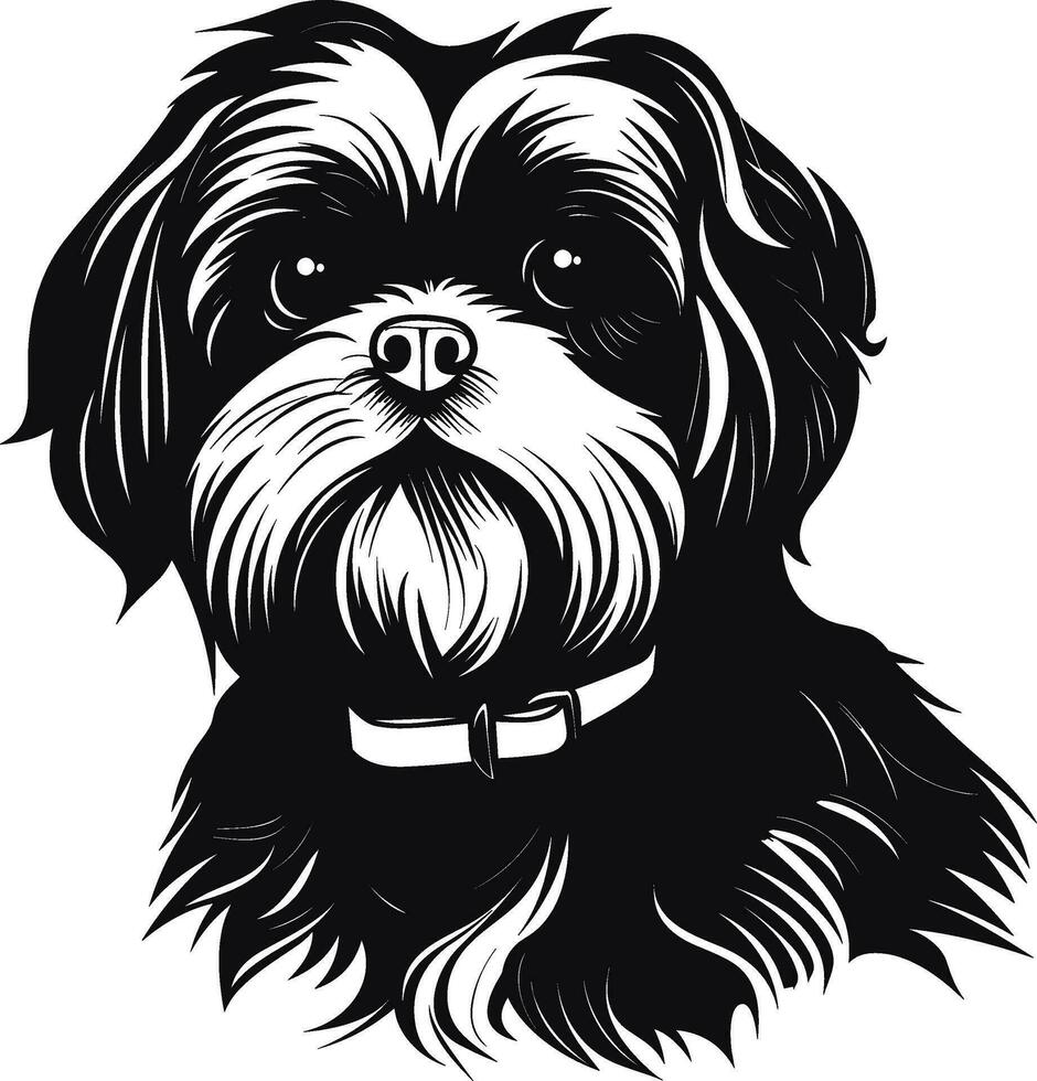 silhouet karakter shih tzu hond, schattig logo. vector