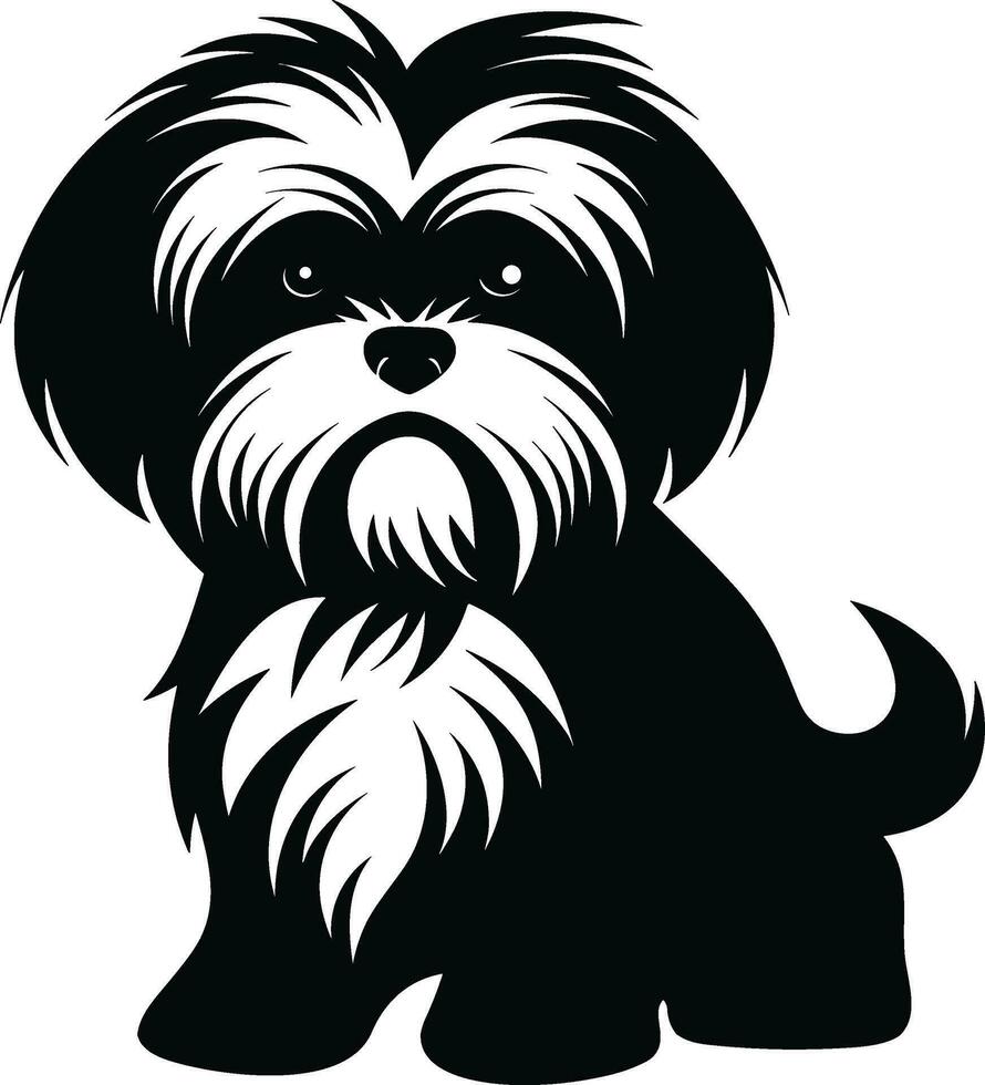 silhouet karakter shih tzu hond, schattig logo. vector