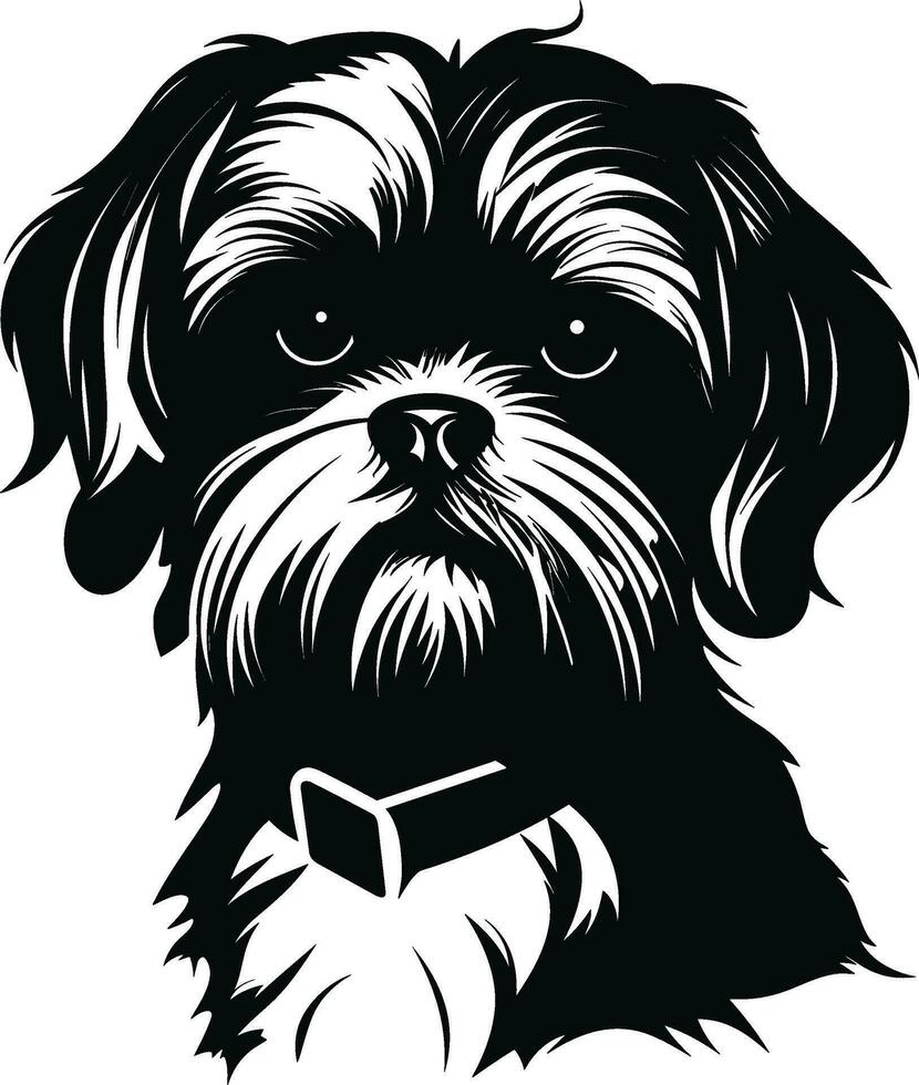 silhouet karakter shih tzu hond, schattig logo. vector