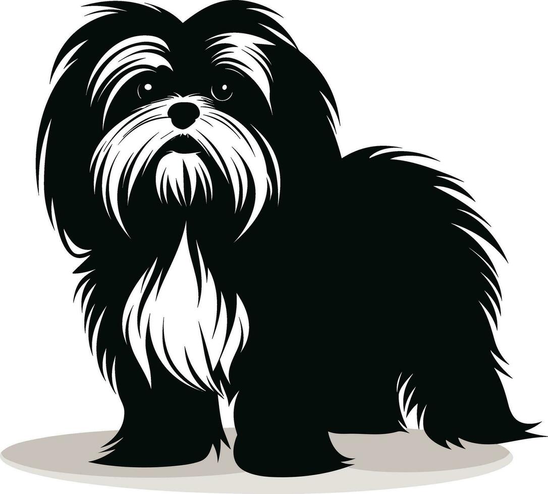 silhouet karakter shih tzu hond, schattig logo. vector