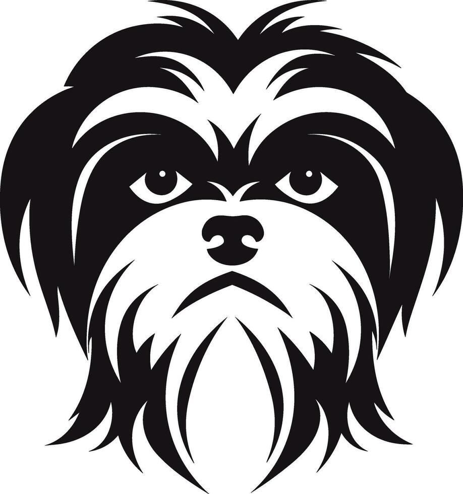 silhouet karakter shih tzu hond, schattig logo. vector