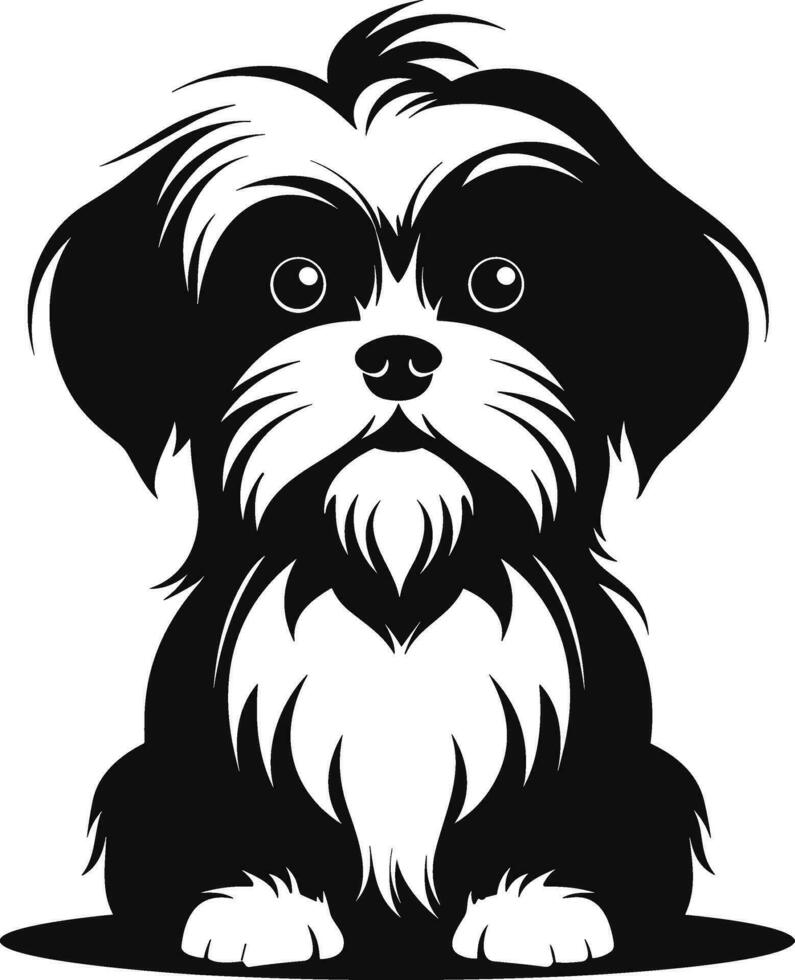 silhouet karakter shih tzu hond, schattig logo. vector