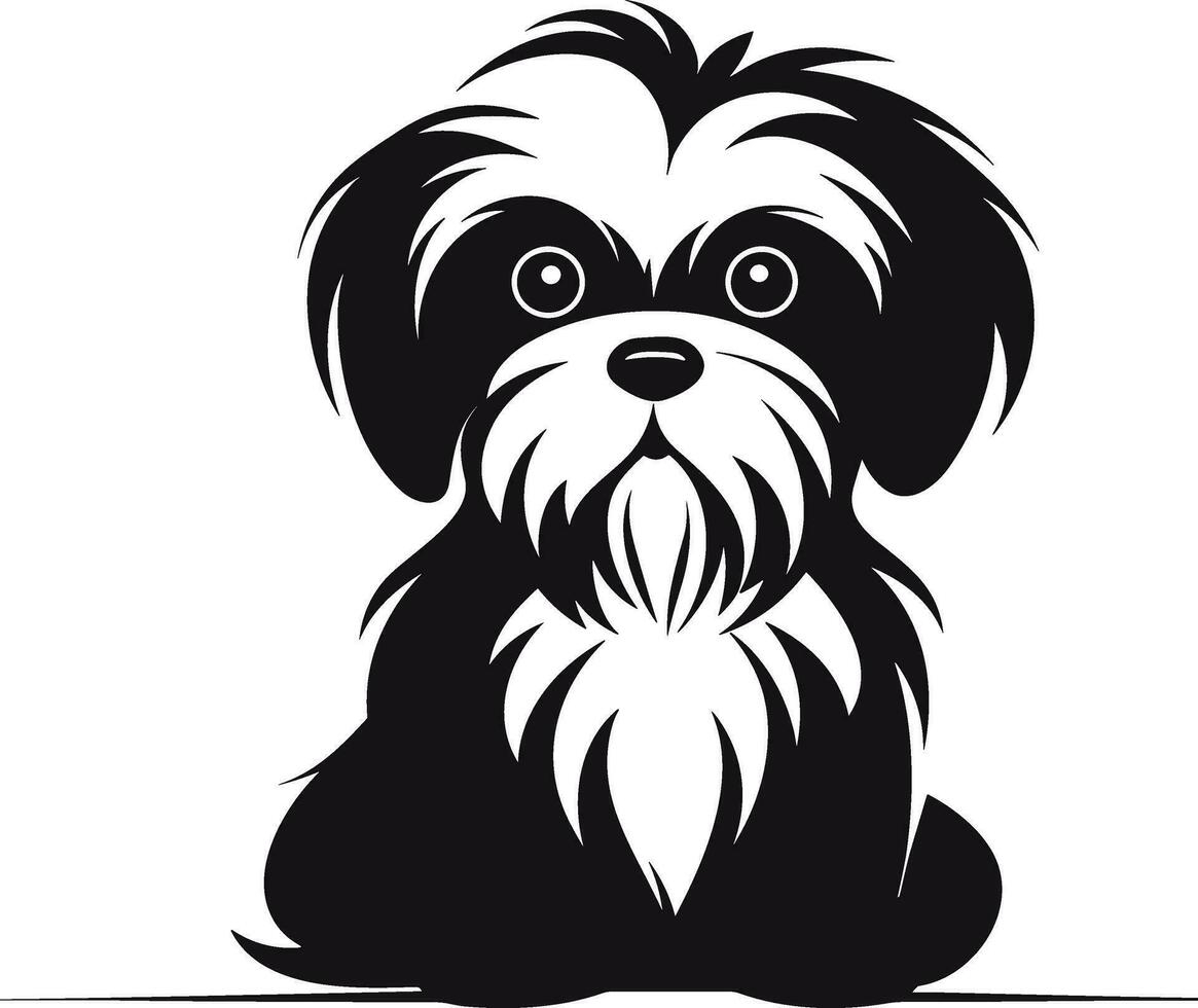 silhouet karakter shih tzu hond, schattig logo. vector