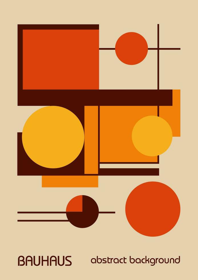 minimaal herfst oranje kleuren wijnoogst Jaren 20 meetkundig ontwerp affiches, muur kunst, sjabloon, lay-out met primitief vormen elementen. bauhaus patroon achtergrond, cirkel, driehoek en plein lijn kunst vector