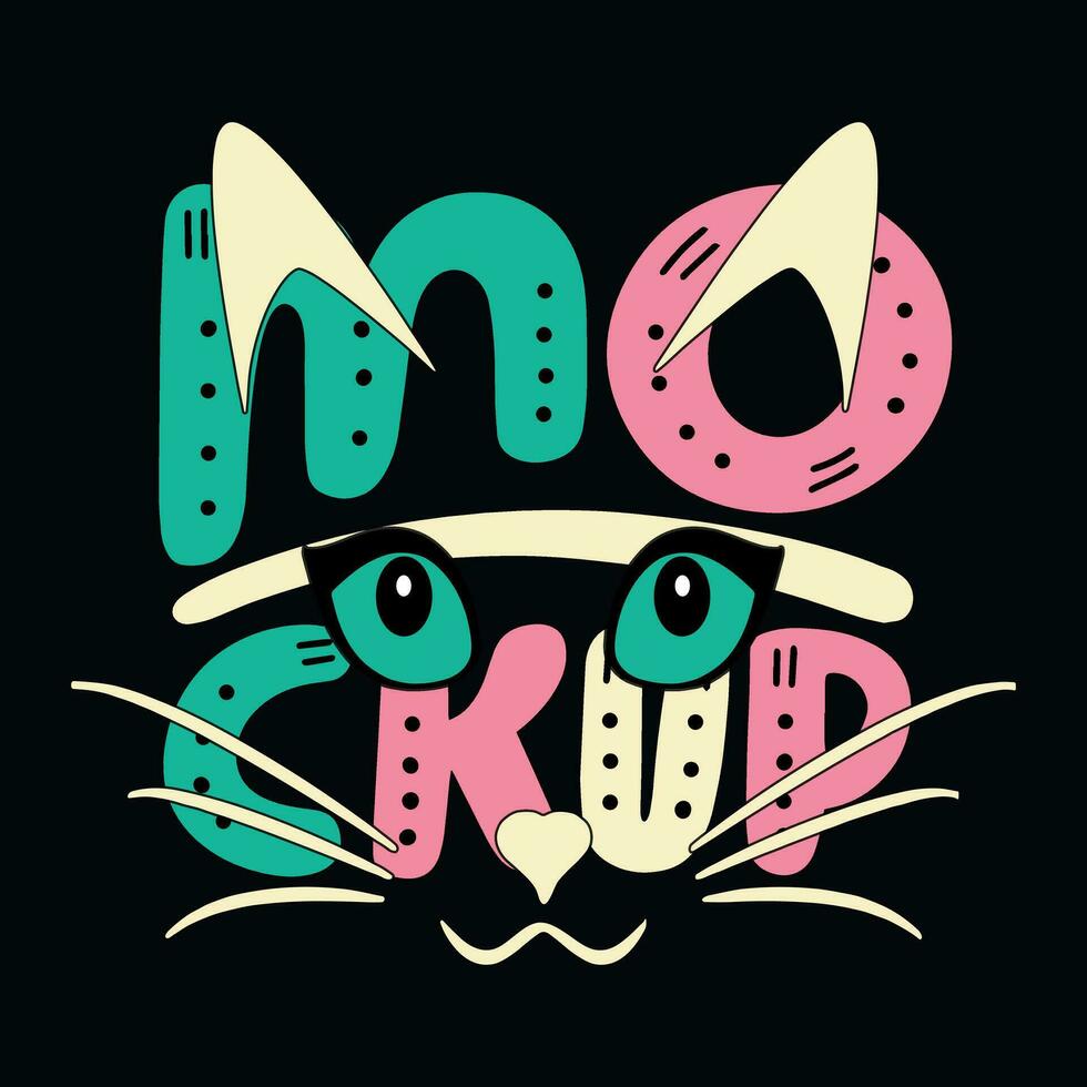 wijnoogst retro kat t overhemd ontwerp, zwart kat illustratie, grafisch kat t-shirt ontwerp vector