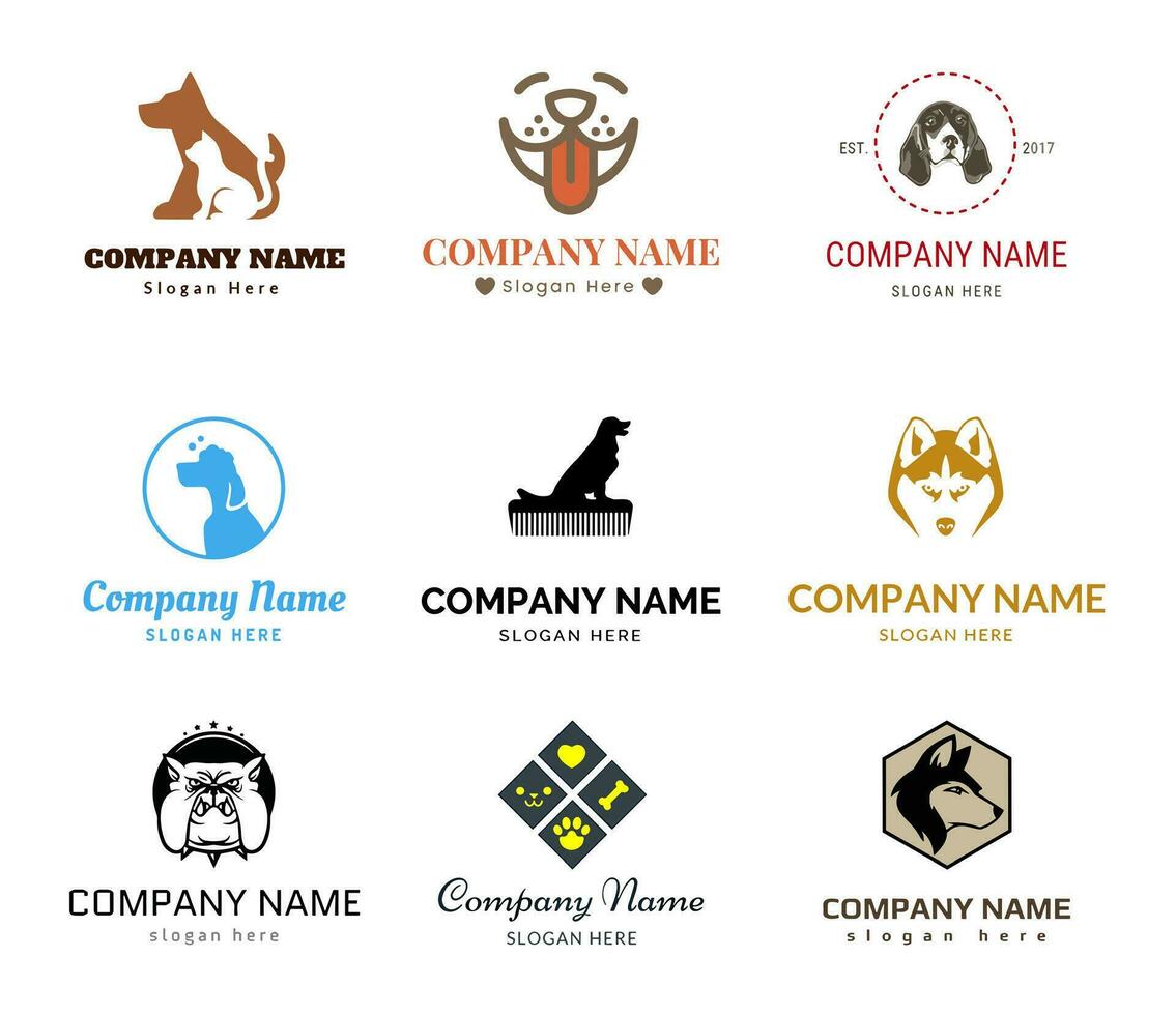 hond logo vector set. huisdier vriendelijk logo. dier logotype concept. vector illustratie.