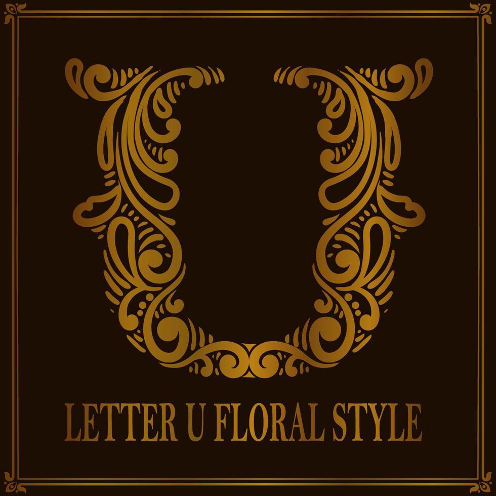 vintage letter u bloemmotief stijl vector