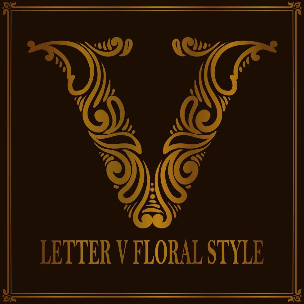 vintage letter v bloemmotief stijl vector