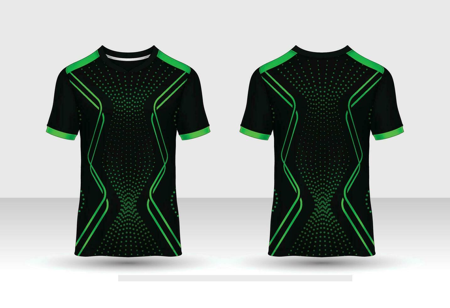 t-shirt sport Jersey ontwerp sjabloon met meetkundig lijn achtergrond. sport uniform in voorkant visie. overhemd bespotten omhoog voor sport club. vector illustratie