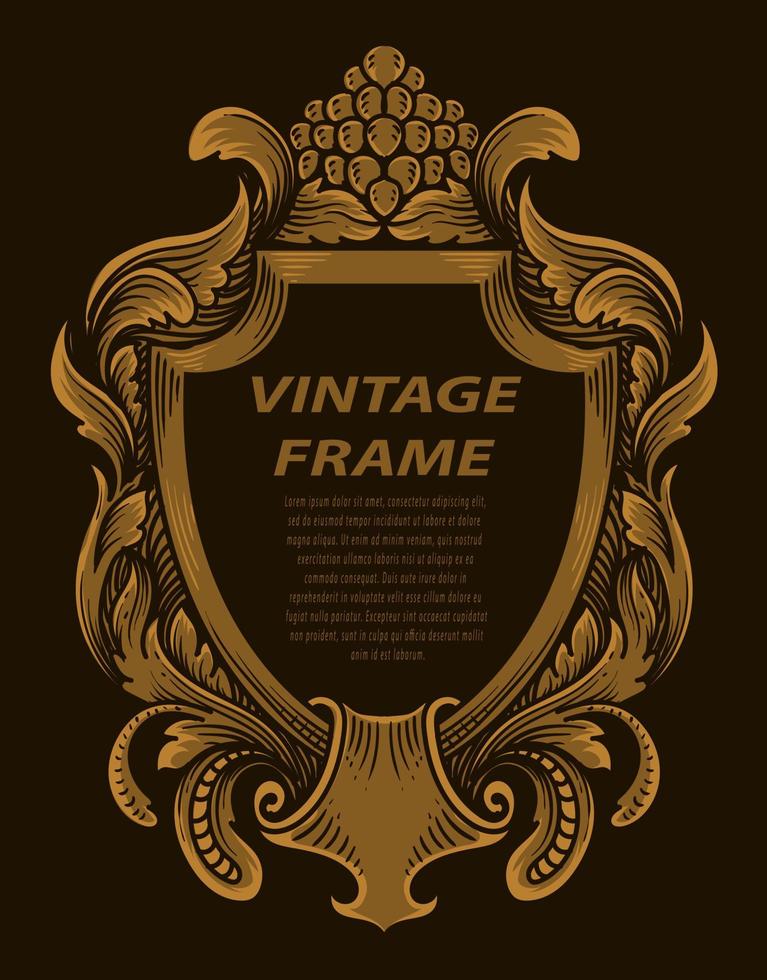 vintage grenskader met gravure ornament vector