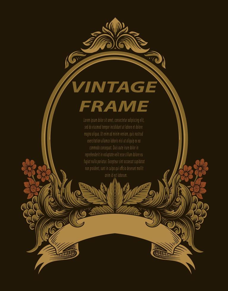 vintage grenskader met gravure ornament vector