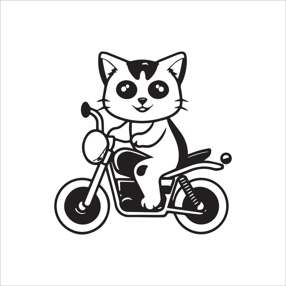 dier schets voor schattig kat Aan een motorfiets vector