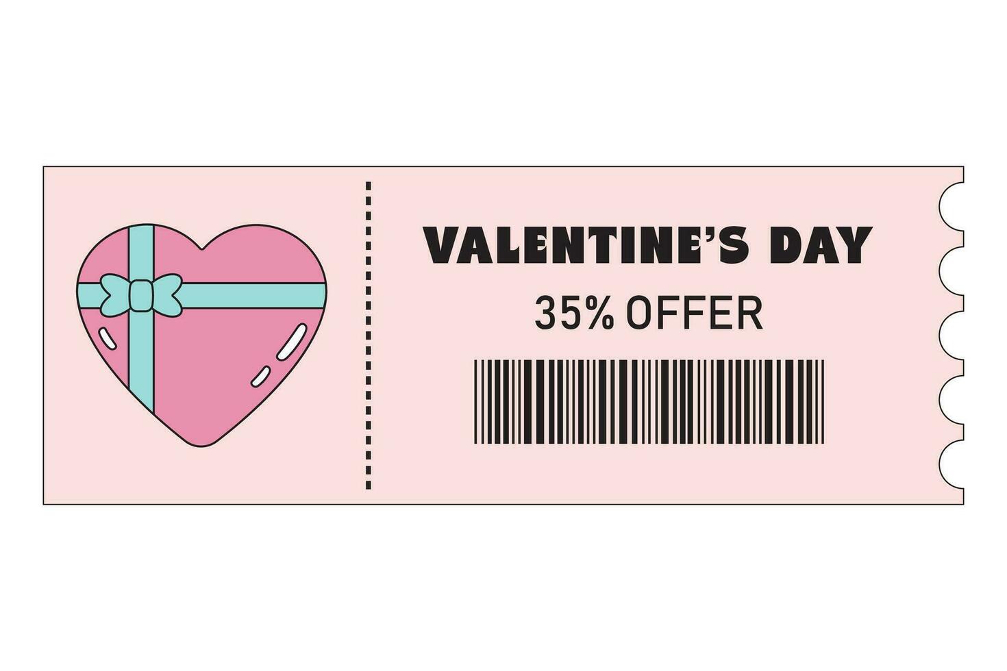 Valentijn uitverkoop, speciaal aanbiedingen, kortingen coupon voor winkelen, geschenken, restaurants, bioscopen, cafés. tegoedbon reeks met liefde, schattig elementen in groovy retro stijl. vector