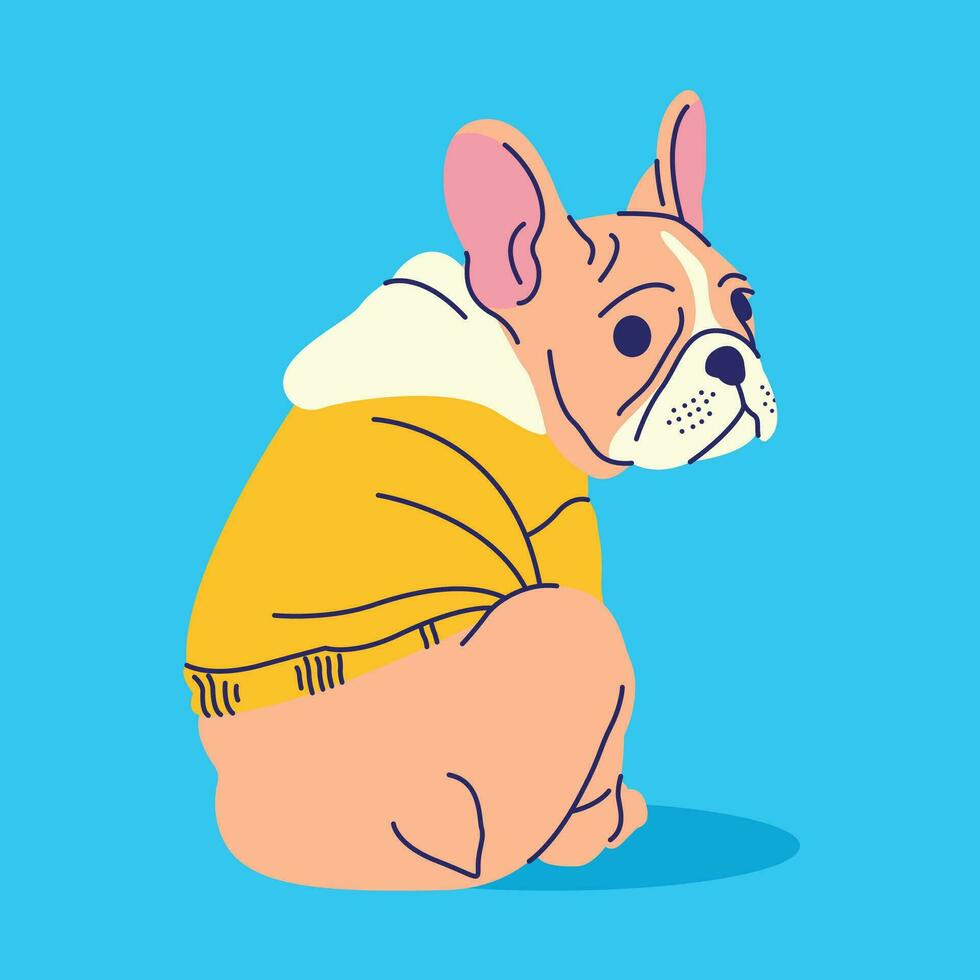 schattig zittend mopshond hond met capuchon vector ontwerp