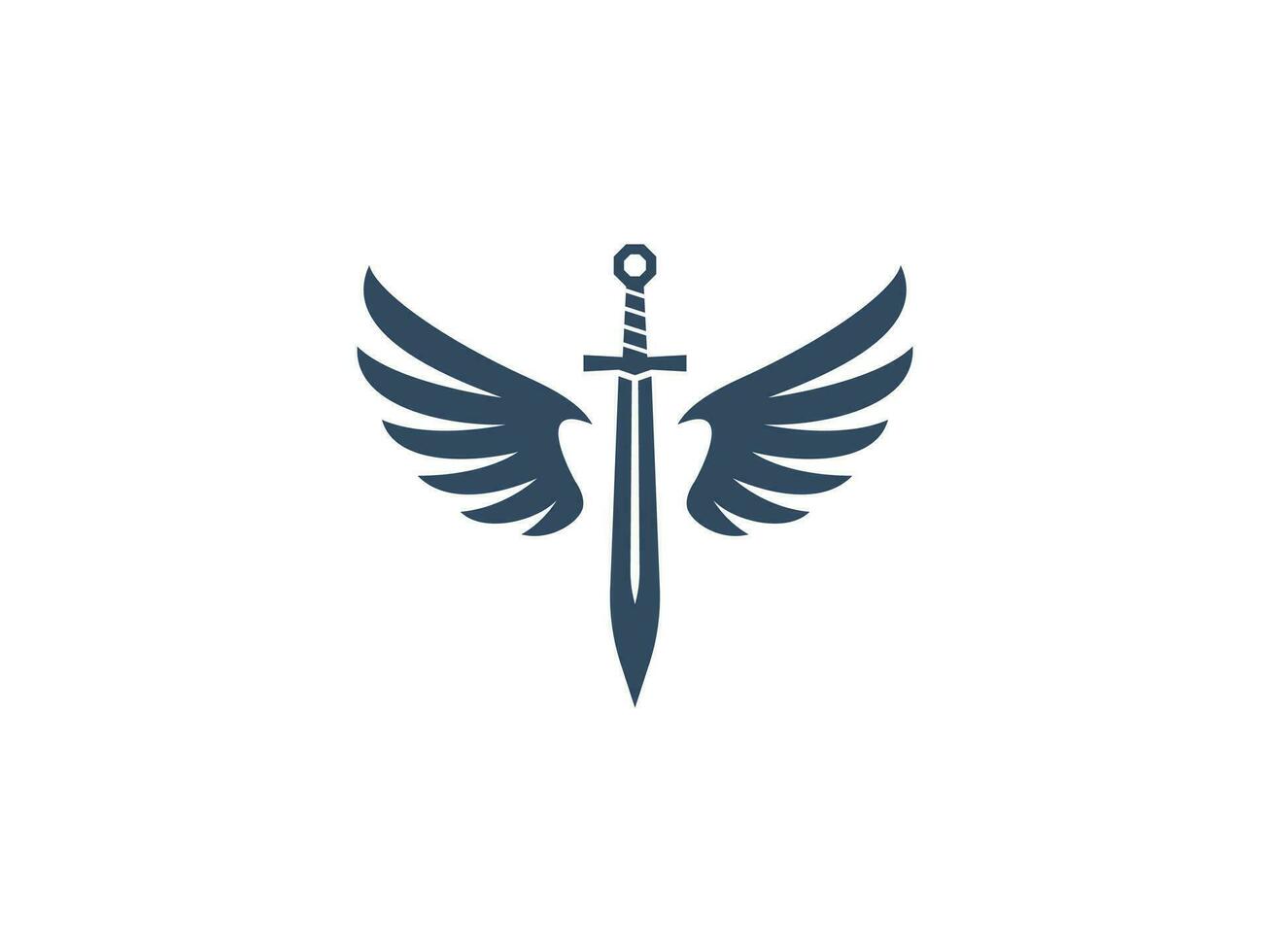 zwaard Vleugels logo vector icoon illustratie, logo sjabloon