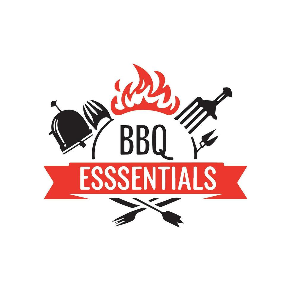 rooster n sensatie logo met bbq essentials vector