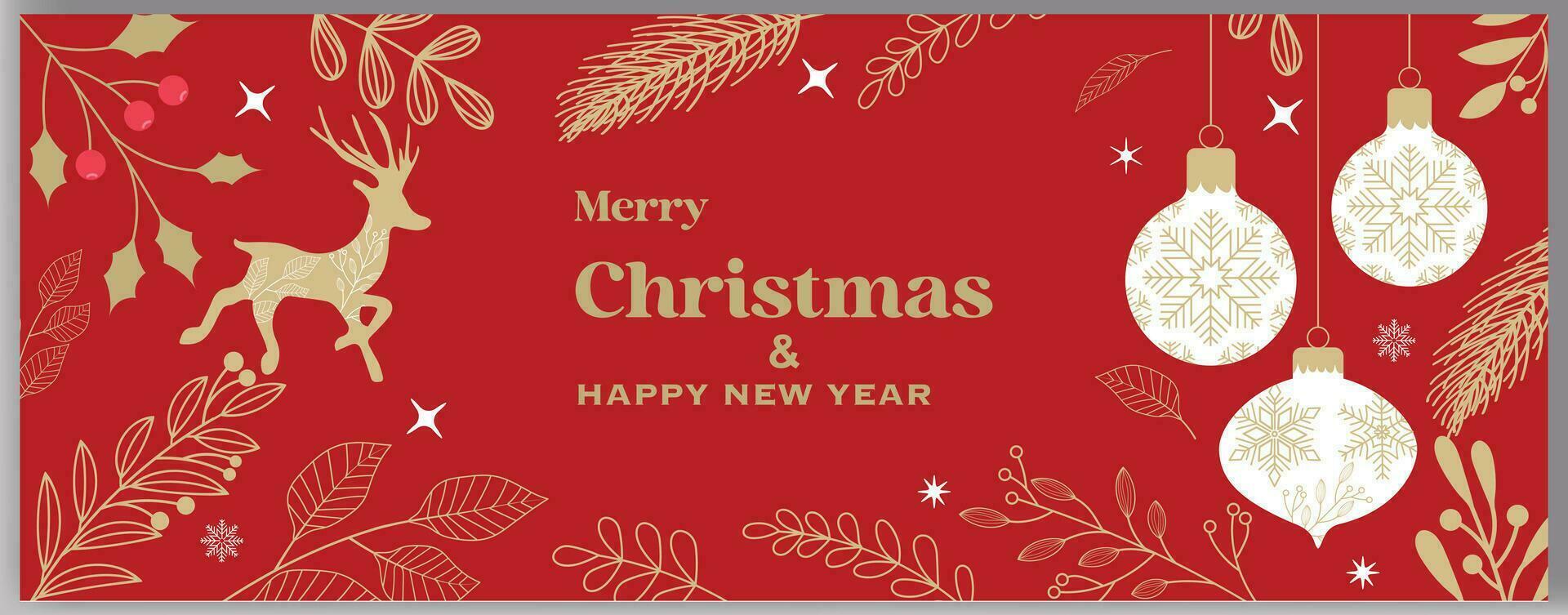 vector realistisch rood vrolijk Kerstmis festival en gelukkig nieuw jaar banier ontwerp