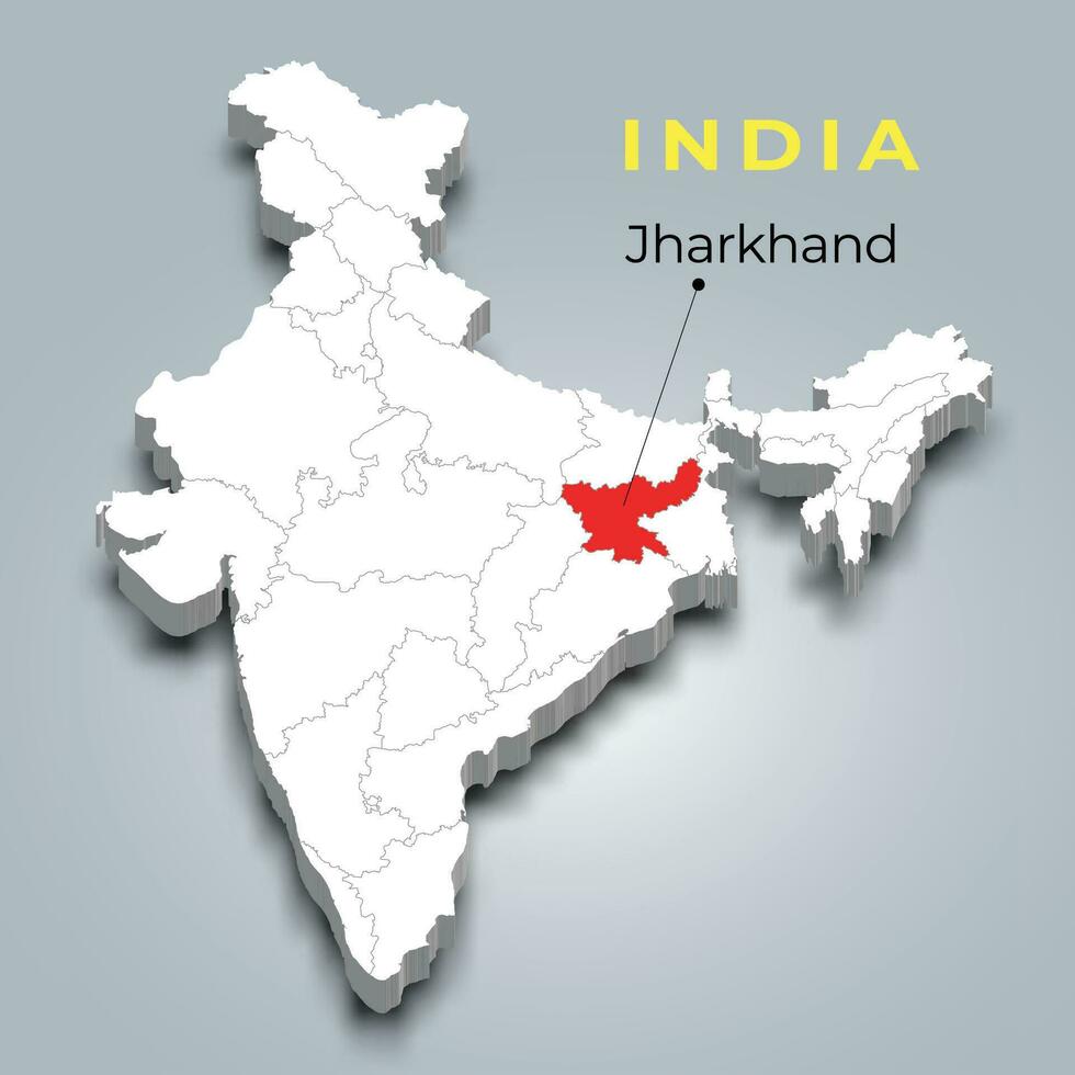 jharkhand kaart plaats in Indisch 3d isometrische kaart. jharkhand kaart vector illustratie