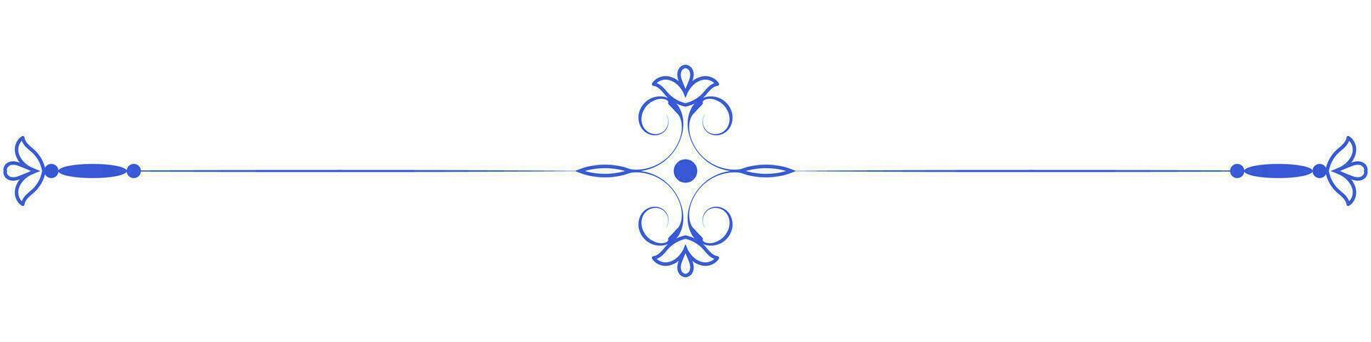 blauw lijnen bloemen curling ornament horizontaal wijnoogst stijl vector