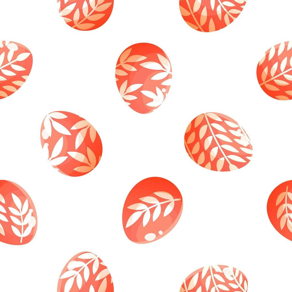 naadloos patroon voor Pasen en voorjaar van roze eieren versierd met ornamenten Aan een wit achtergrond. naadloos vector patroon. voor Pasen geschenk inpakken, papier, textiel. gelukkig Pasen vakantie elementen