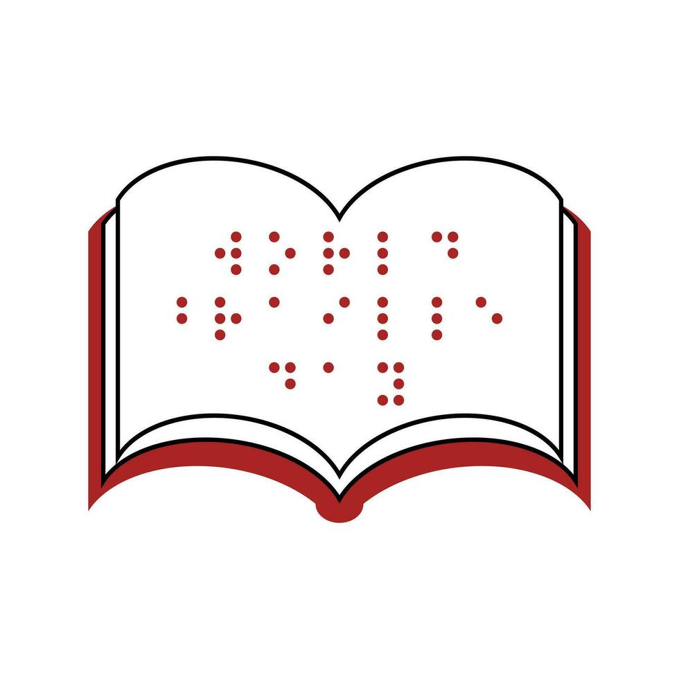 boek met stippel lijnen icoon. leerzaam literatuur en lezing thema. geïsoleerd ontwerp. vector illustratie. boeken met braille schrijven voor de Blind