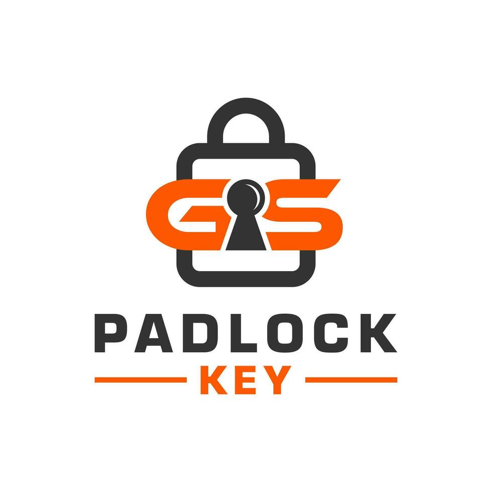logo illustratie van een sleutel hangslot met de brief gs vector