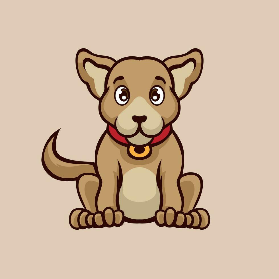 schattig hond zittend houding logo illustratie vector