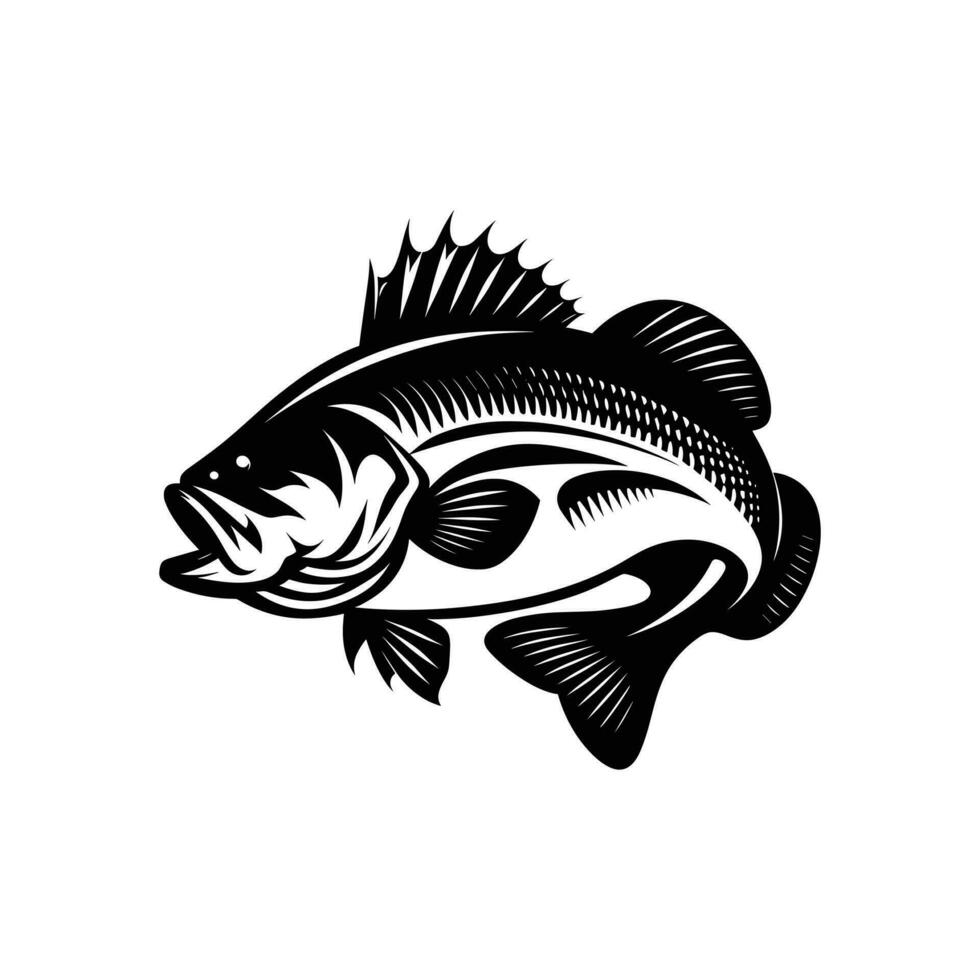 gemakkelijk bas vis logo silhouet in vector icoon illustratie