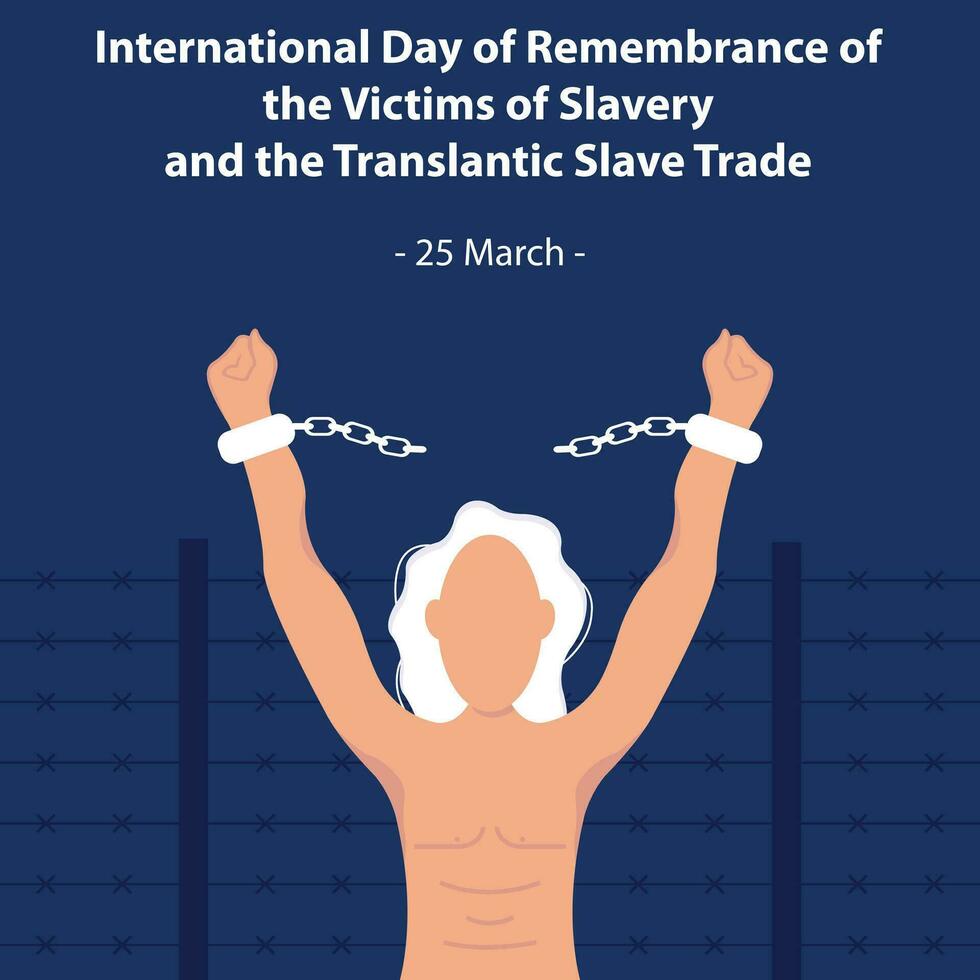 illustratie vector grafisch van een persoon verheven de hand- dat was vrij van de handboei ketting, perfect voor Internationale dag, herinnering van de slachtoffers, slavernij en translantisch, slaaf handel.