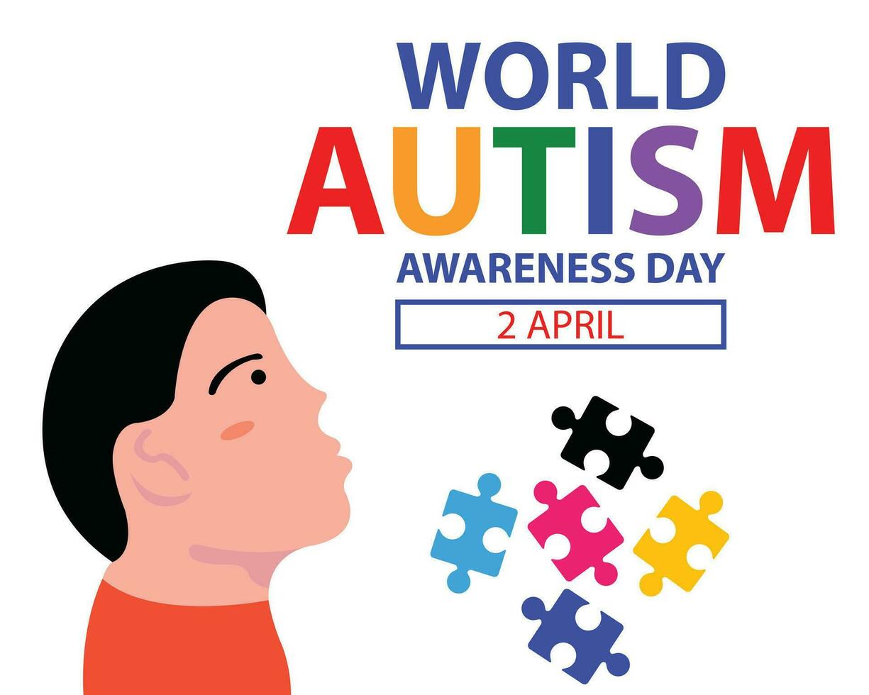 illustratie vector grafisch van een kind looks omhoog, onthullend stukken van een puzzel, perfect voor Internationale dag, wereld autisme bewustzijn dag, vieren, groet kaart, enz.
