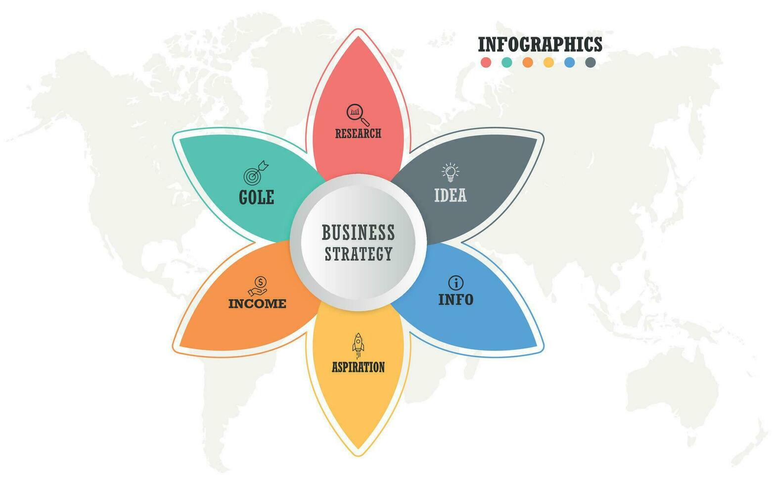 schets circulaire infographic element met multidirectioneel pijlen. grafiek, diagram, schema, diagram met 6 stappen, opties, onderdelen, processen. vector wijzer.