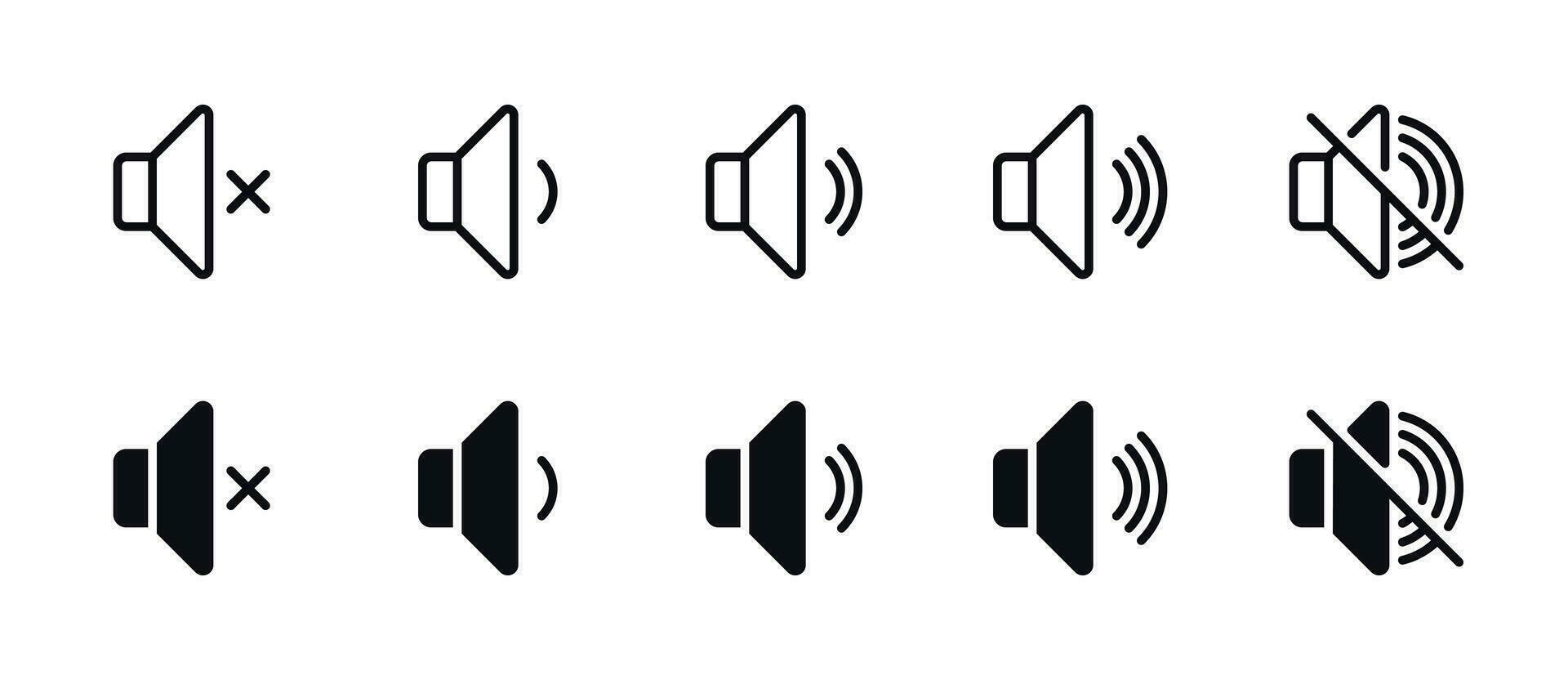 luidsprekers icoon reeks - geluid, geluid systeem, muziek- vector grafiek