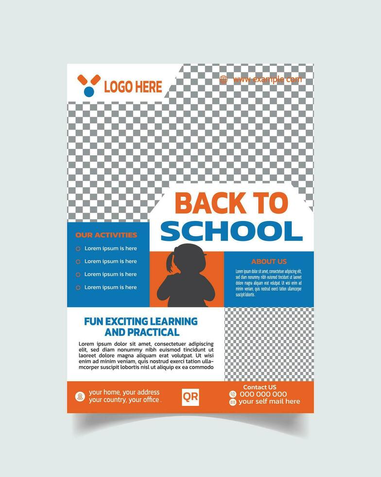 kinderen en kinderen school- folder en uniek ontwerp school- poster toelating brochure vector het dossier