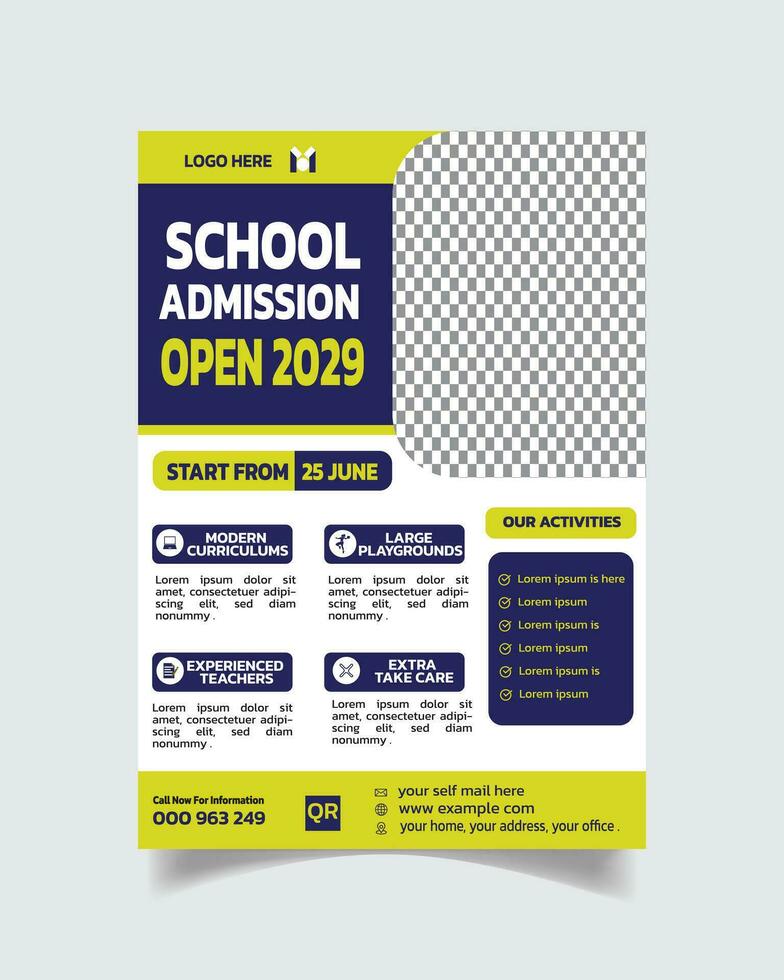 creatief elegant school- folder sjabloon en mooi ontwerp toelating brochure huis school- poster vector