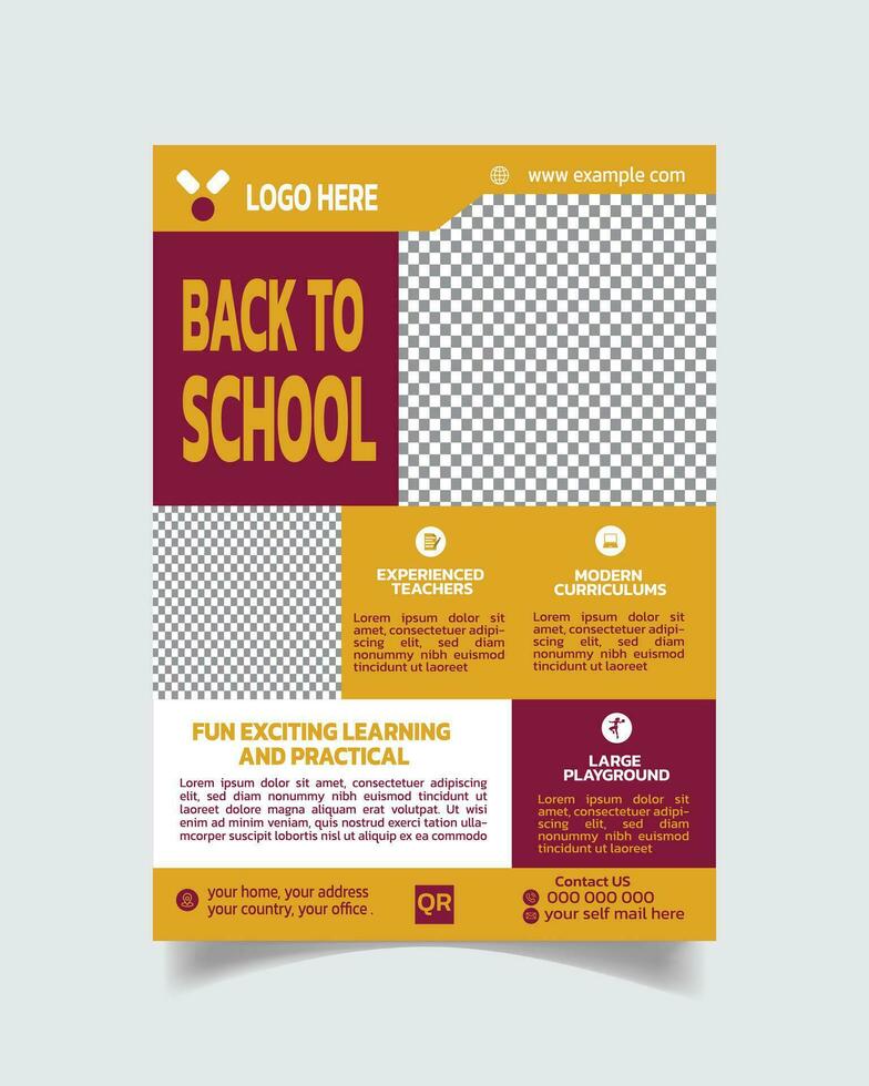 terug naar school- modern folder en creatief school- poster toelating brochure vector het dossier