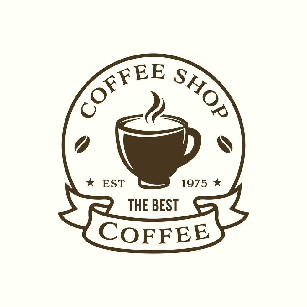 koffie winkel ontwerp sjabloon met koffie kopjes. modern wijnoogst koffie winkel logo vector