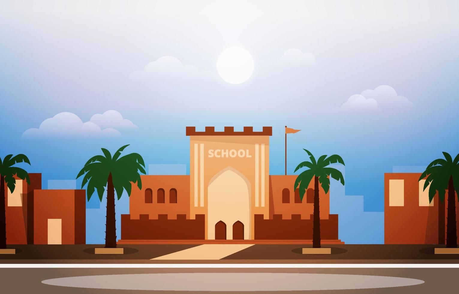 Arabische schoolgebouw studie leren onderwijs vectorillustratie vector