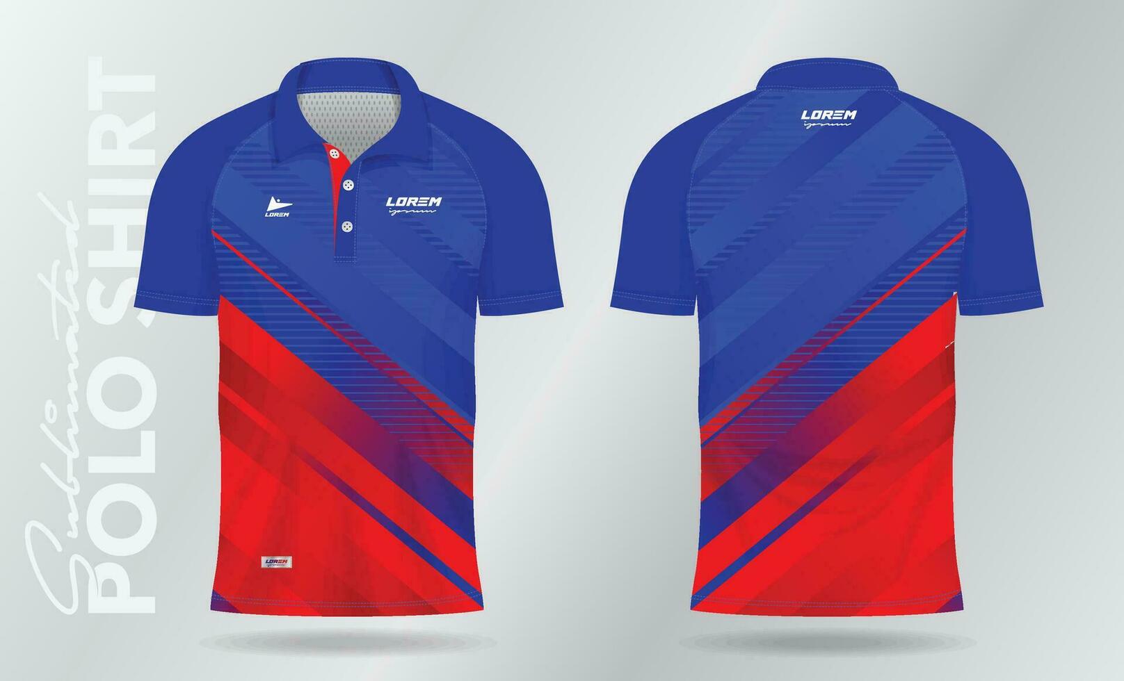 rood en blauw sublimatie polo sport Jersey mockup sjabloon ontwerp vector