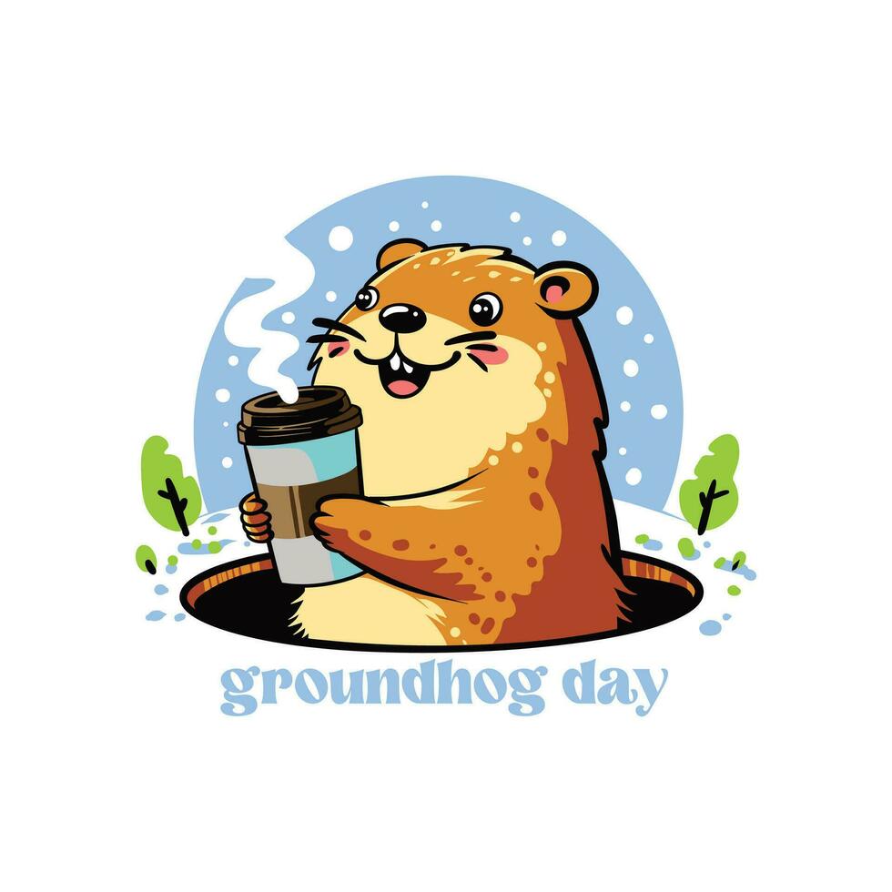 gelukkig groundhog dag banier ontwerp. stickers vector