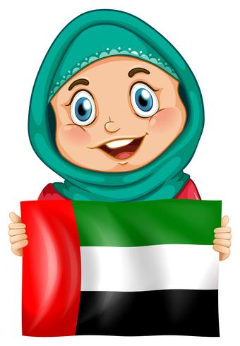 Leuk meisje en vlag van de Arabische Emiraten vector