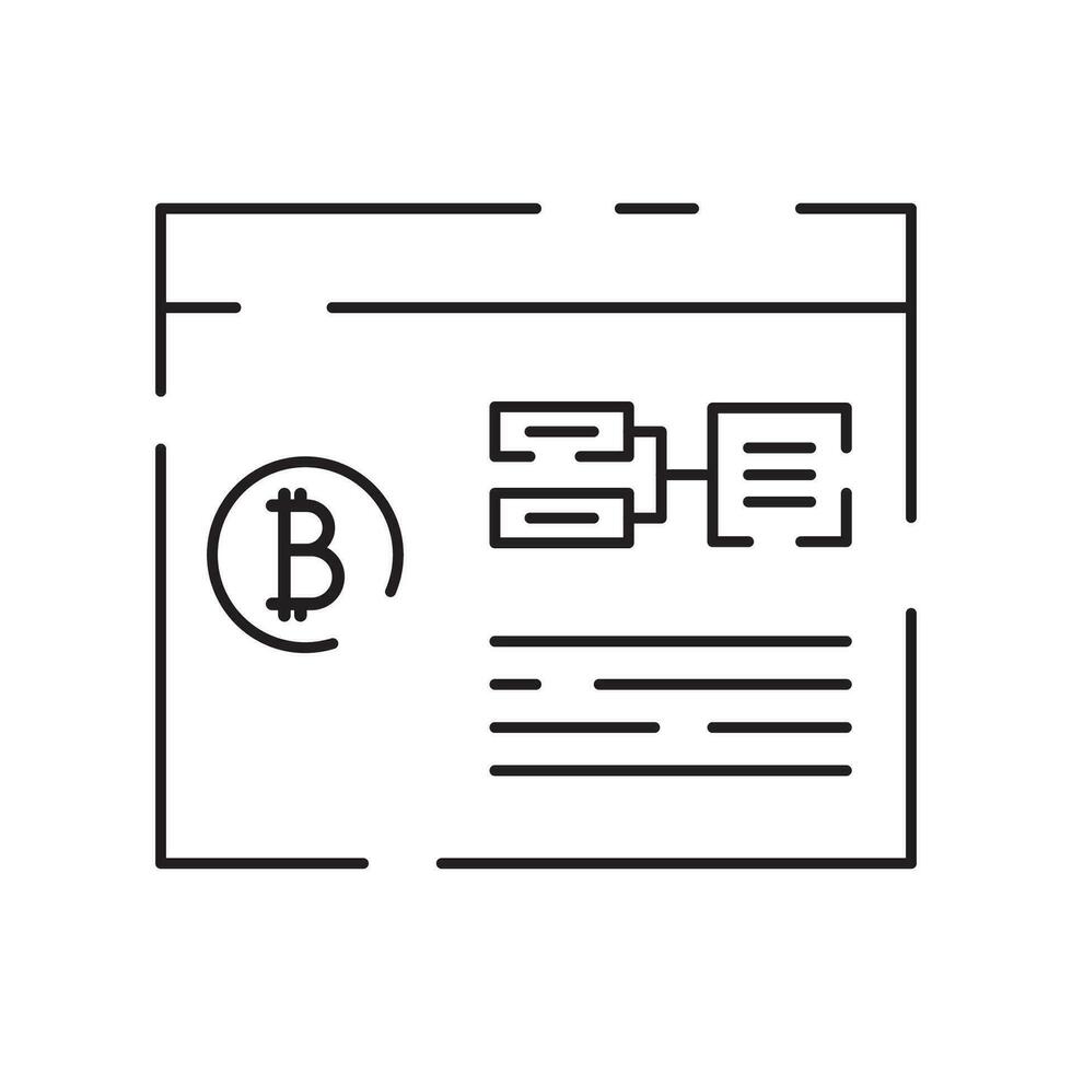 blockchain en bitcoin technologie lijn icoon set. vector cryptogeld pictogrammen element. met blockchain, verdeling, en gedecentraliseerd financiën.